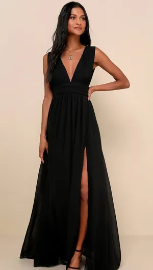 NWT Lulus Elegant Goth Sleeveless Maxi Party Dress thumbnail 1