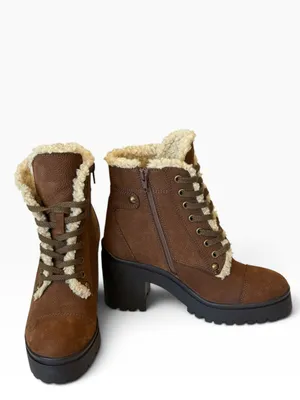 JEFFREY CAMPBELL Scaveng Sh Leather Boot Faux Shearling Lining Brown 8.5 thumbnail 8