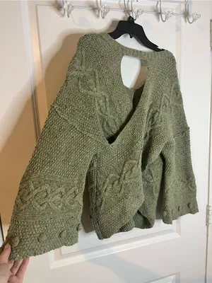 Far Away From Close Wool Blend Crossback Sweater Anthropologie Cable Cardigan S thumbnail 11