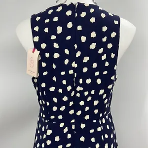 Julie Brown navy blue white spots sleeveless dress thumbnail 5