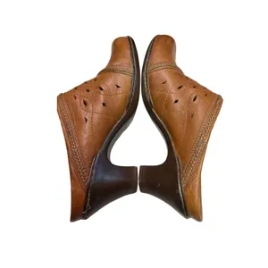 Clarks Brown Leather Chiffon Lily Block Heel Clogs SZ‎ 8 thumbnail 8