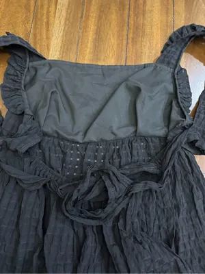 SHEIN Black Smocked Babydoll Top Ruffle Straps Tie-Back Boho Chic Size XL (12) thumbnail 6