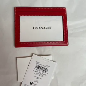 Coach Disney Holiday Slim Id Card Case With Winter Motif Electric Red thumbnail 3