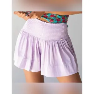 Natural Life NWT Lilac Lavender Smocked Satin Flowy Shorts L XL Boho Cottage thumbnail 8