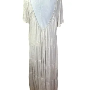 New Free People Tiered Dress Low Scoop Back Oversized Heathered Oatmeal thumbnail 3