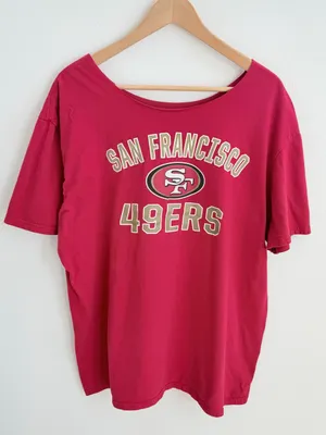 San Francisco 49ers Red Off-the-Shoulder NFL Football Tee thumbnail 1