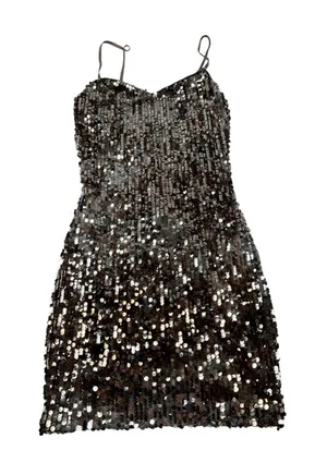 Charlotte Russe Sequin Mini Dress Brown Y2K McBling Party Glam Small thumbnail 1