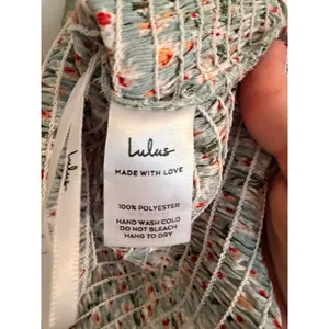 Lulus Crop Top Womens XL Flourishing‎ Fields Sage Green Floral Smocked Ruffle thumbnail 6