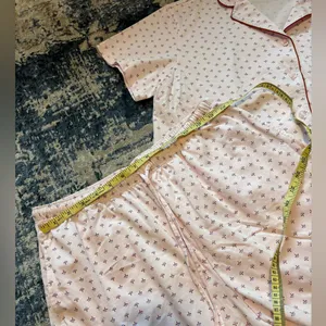 Uniqlo Light Pink Short Pajama Set with Small Floral Print thumbnail 3