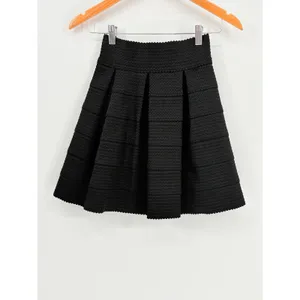 Xhilaration Skater Skirt Womens XS Black Textured Knit Box Pleat Mini Flare‎ thumbnail 3