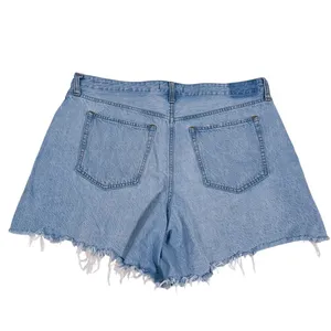 Abercrombie & Fitch Curve Love The Loose Short High Rise Size 33 Blue Distressed thumbnail 2