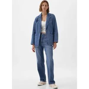 Gap Denim Blazer Women's XS Blue Classic Fit Button Front Jacket‎ Blue thumbnail 5