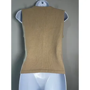 J.Crew Vintage Sandstone Cotton Blend V-Neck Sweater Vest Gold‎ Crest Buttons XS thumbnail 3