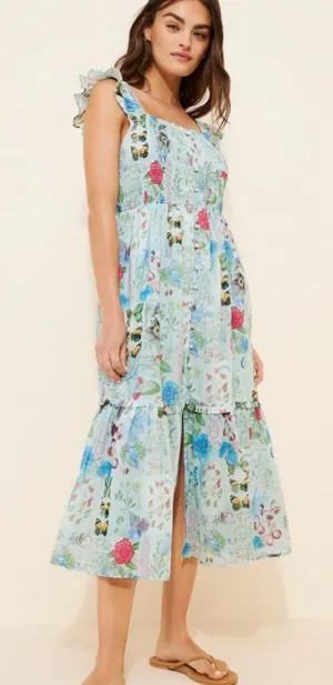 Anthropologie The Peregrine Square-Neck Midi Dress Butterfly Print Size M NWT thumbnail 1