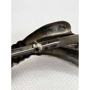 Vintage Taxco Mexico Sterling Silver Modernist Bow Brooch TS-01‎ 925 13.39g thumbnail 8