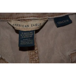 American Eagle Cargo Pants Women 16 Regular Tan Stretch Wide Leg Utility Retro thumbnail 5