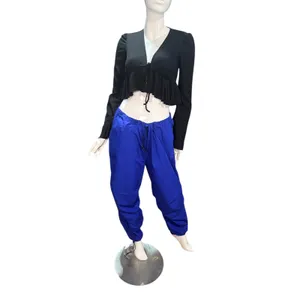 H&M Divided Womens‎ L Blue Cotton Parachute balloon Cargo Pants Baggy Joggers thumbnail 2