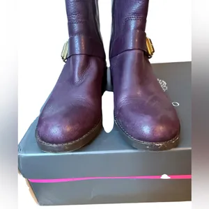 Vince Camuto Windy Purple Leather Moto Boots thumbnail 4