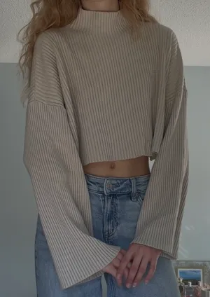 Olivaceous turtle neck sweater bell sleeve, size medium thumbnail 1
