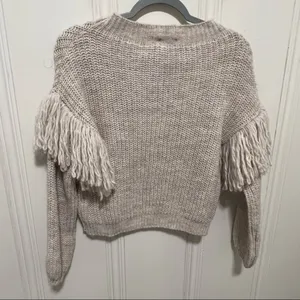 Maison Pholya Cream Beige Ribbed Knit Wool Alpaca Blend Sweater With Scarf XS thumbnail 4