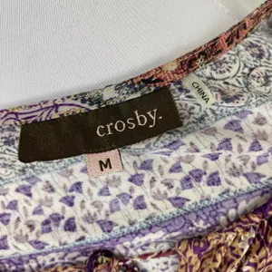 Crosby Mixed Print Long Sleeve Rayon Peasant Blouse Medium Purple thumbnail 6