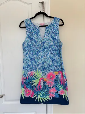 Lilly Pulitzer Harper Shift, Bennett Blue large toucan thumbnail 3