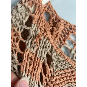 Free People Desert Moon Slouchy Fisherman‎ Open Knit Sweater Pink Striped XS thumbnail 4