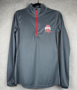 Scarlet & Gray Top Womens Medium Gray The Ohio State Pullover with Thumbhole thumbnail 1