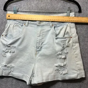 Vanilla Star Denim Shorts Juniors Size 13 Blue‎ Distressed High Waist Cuffed thumbnail 2