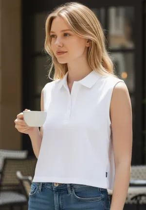 NWT ZARA CROPPED POLO WHITE MEDIUM Rugby Preppy Academia thumbnail 1