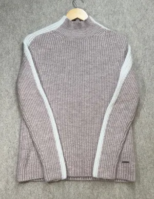 Abercrombie & Fitch Mock Neck Ribbed Knit‎ Sweater Mauve Pink XS Preppy Casual thumbnail 1