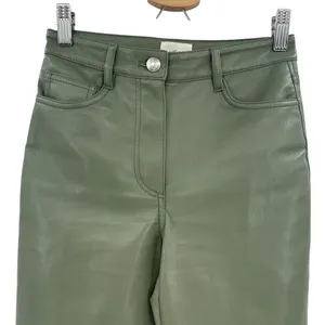 Aritzia Wilfred The Melina Pants Vegan Leather Cropped‎ Sage Green Size 00 thumbnail 4