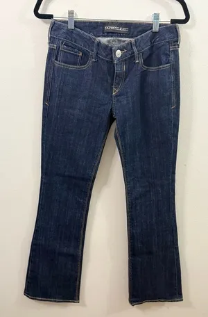 Women’s Express Jeans Size 0 Short Boot Cut Stella Low Rise Dark Wash Denim thumbnail 1