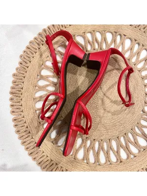 Zara Red Faux Leather Red Strappy Heeled Sandals Size 36 thumbnail 5