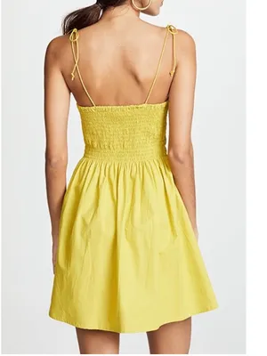 Cleobella Lennon Tie Strap Sleeveless Corset Cotton Mini Dress Golden Yellow S thumbnail 2