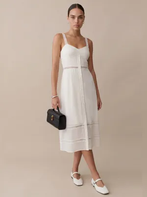 NWT Few Moda Katelina Dress size 4 white ivory cream o.p.t midi lace button up thumbnail 3