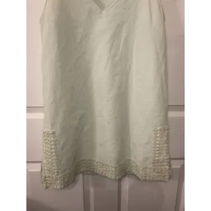 Boutique Mint Green Textured Cotton Shift Dress Crochet Hem Sleeveless Small thumbnail 2