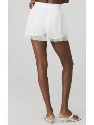 Alo Mesh Flirty Tennis Skirt White Sheer Transparent See-Through Pleated Skort thumbnail 3