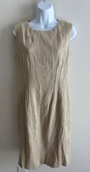 JONES NEW YORK Women Beige Cotton Sheath Dress Size 10‎ Textured Classic capsule thumbnail 1