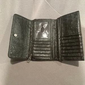 GUESS Trifold Wallet Black Charcoal Logo Pattern Canvas Snap Closure thumbnail 5