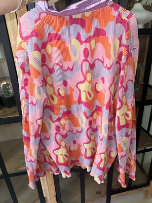 Peppermayo Groovy set long sleeve button down shirt top pleats shorts colorful psychedelic thumbnail 7