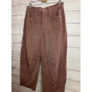 Free People Good Luck MID RISE Barrel Leg Corduroy Pants Withered Rose Size 29 thumbnail 5
