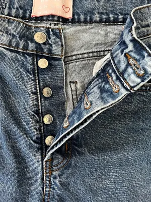 Revice Denim High Rise Straight Leg Mom Jeans Button Fly American Flag Size 27 thumbnail 5