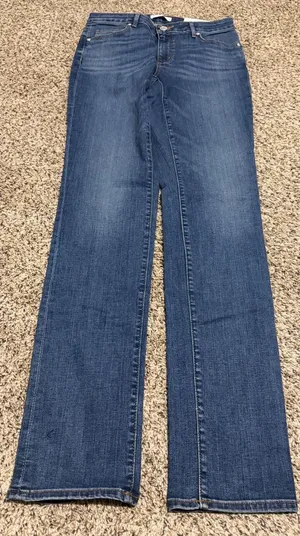 Ann Taylor LOFT Curvy Straight Leg Jeans Medium Wash Blue Denim Tall Size 27/4T thumbnail 1