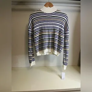 NWT Ten Sixty Sherman Woman’s Stripe Mock Neck Sweater -L thumbnail 2