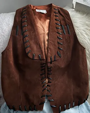 Adorable Real Leather Vest Size M thumbnail 1