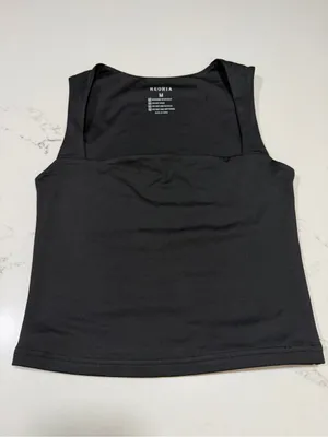 NEW Strappy Tank Neck Double Layer Workout Fitness Casual Basic Crop Tops M thumbnail 3