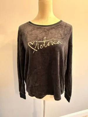 Victoria's Secret women's medium black/pink velour sweater thumbnail 3