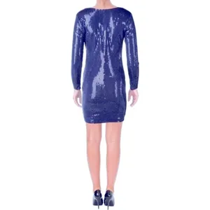 AQUA New Years Party Maddie & Tae Elegant Sequin Keyhole Large Navy Dress thumbnail 3