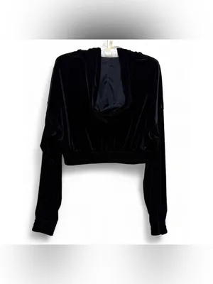 Y2K H&M Divided Women’s Long Sleeve Cropped Velour Hooded Full-Zip Sweater SizeS thumbnail 10